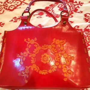 Cute little red leather hand bag